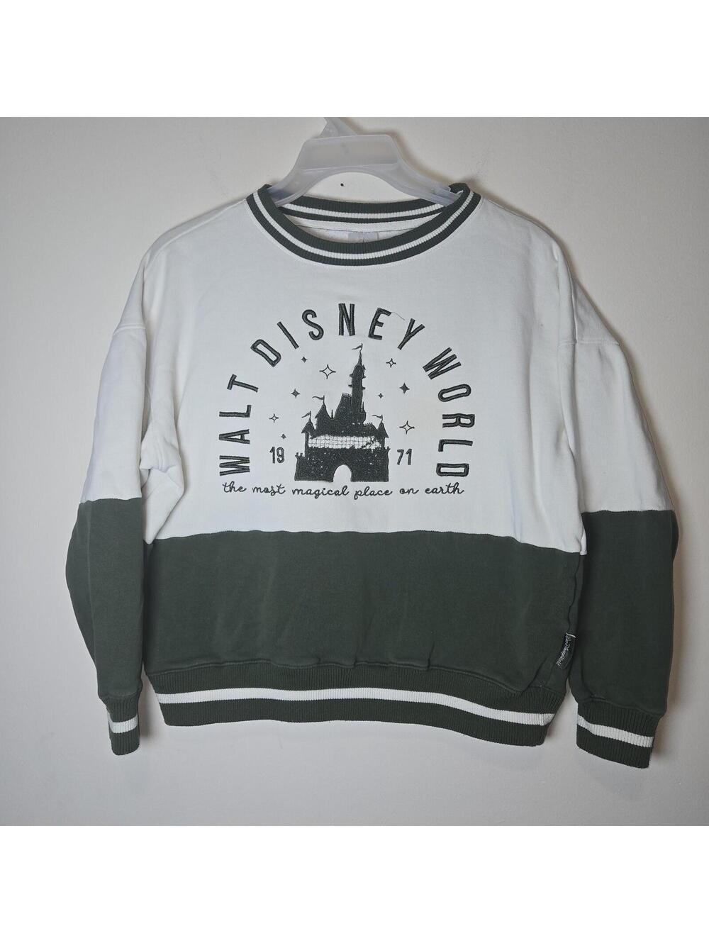 Disney Parks Cinderella Castle Sweatshirt Adult XS Green White Colorblock